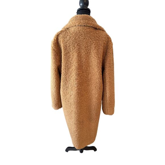 LOFT Faux Sherpa Teddy Camel Long Coat Size Medium - Picture 2 of 10
